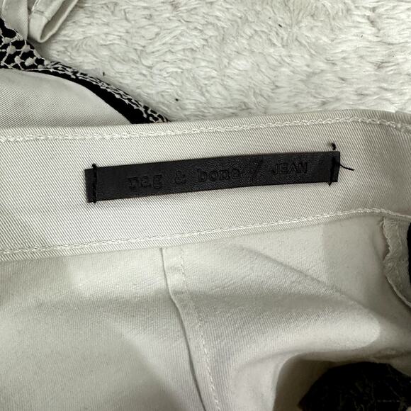 Rag & Bone White Embroidered Lace Black Tuxedo Stripe Skinny Jeans 26. - Picture 10 of 12